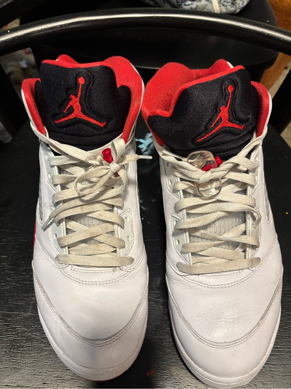 Air Jordan Retro 5 Basketball Sneakers - White/Black/Red - Picture 2 of 6